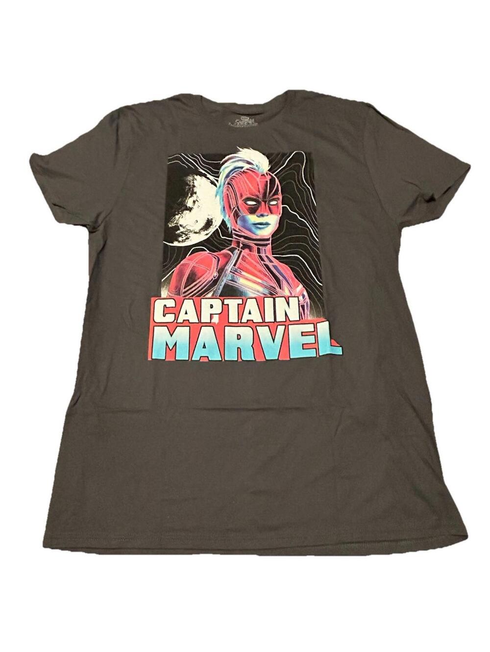 Marvel Captain Marvel Graphic T-Shirt Large Black Cotton